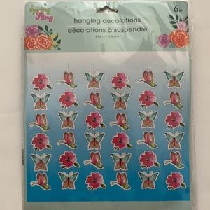 Hanging decorations, new butterflies, and flowers